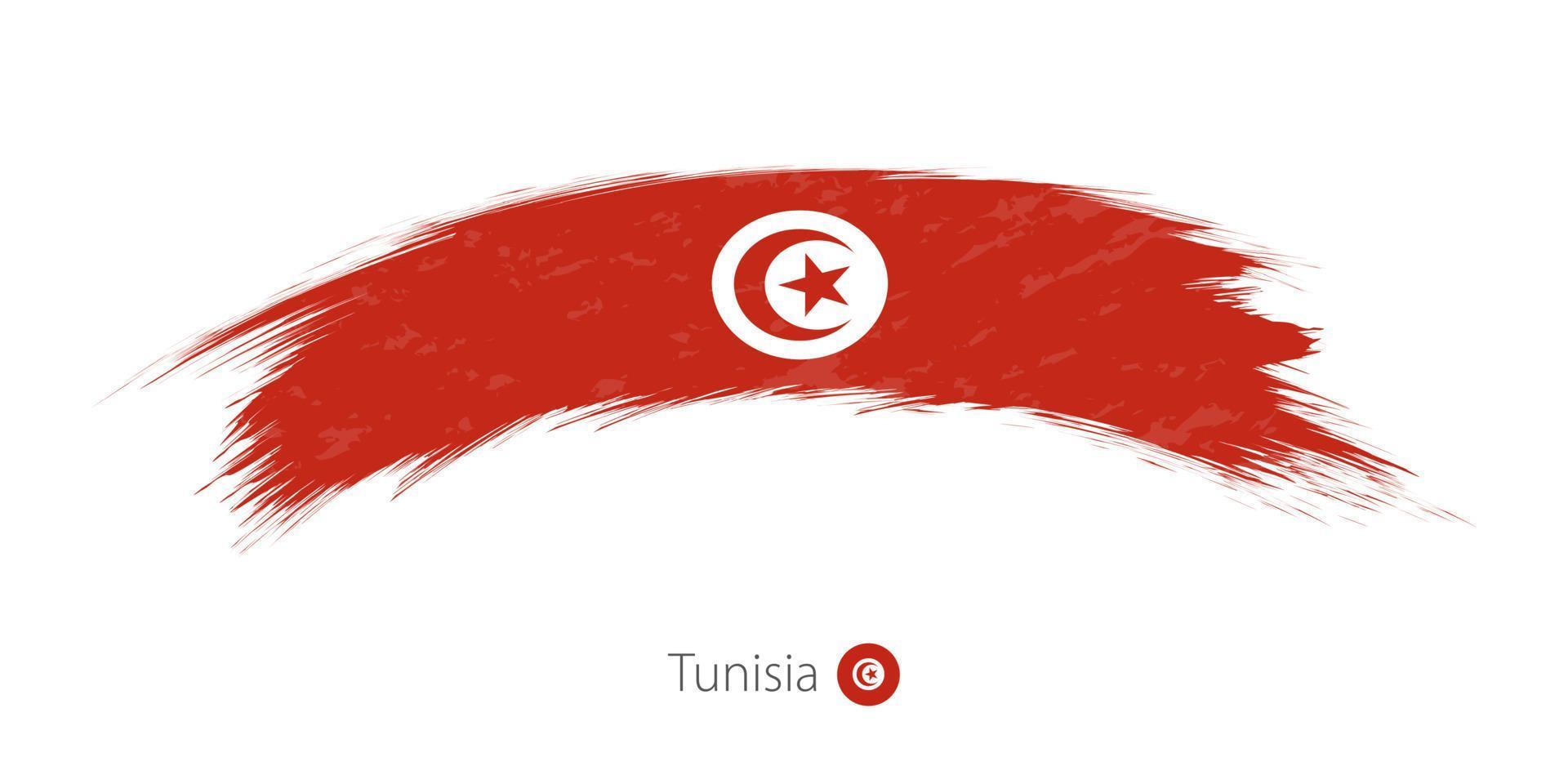 Flag of Tunisia in rounded grunge brush stroke. vector
