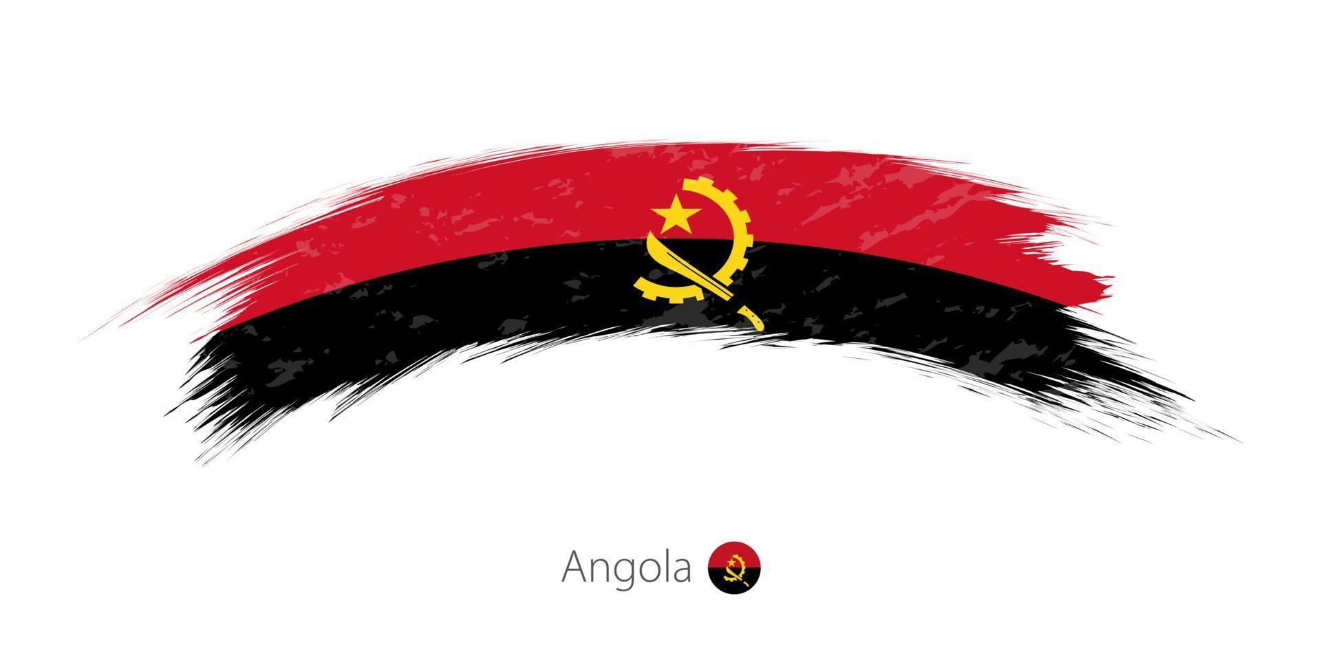 Flag of Angola in rounded grunge brush stroke. vector