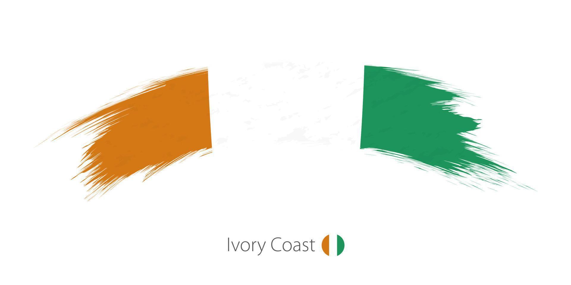 Flag of Ivory Coast in rounded grunge brush stroke. vector