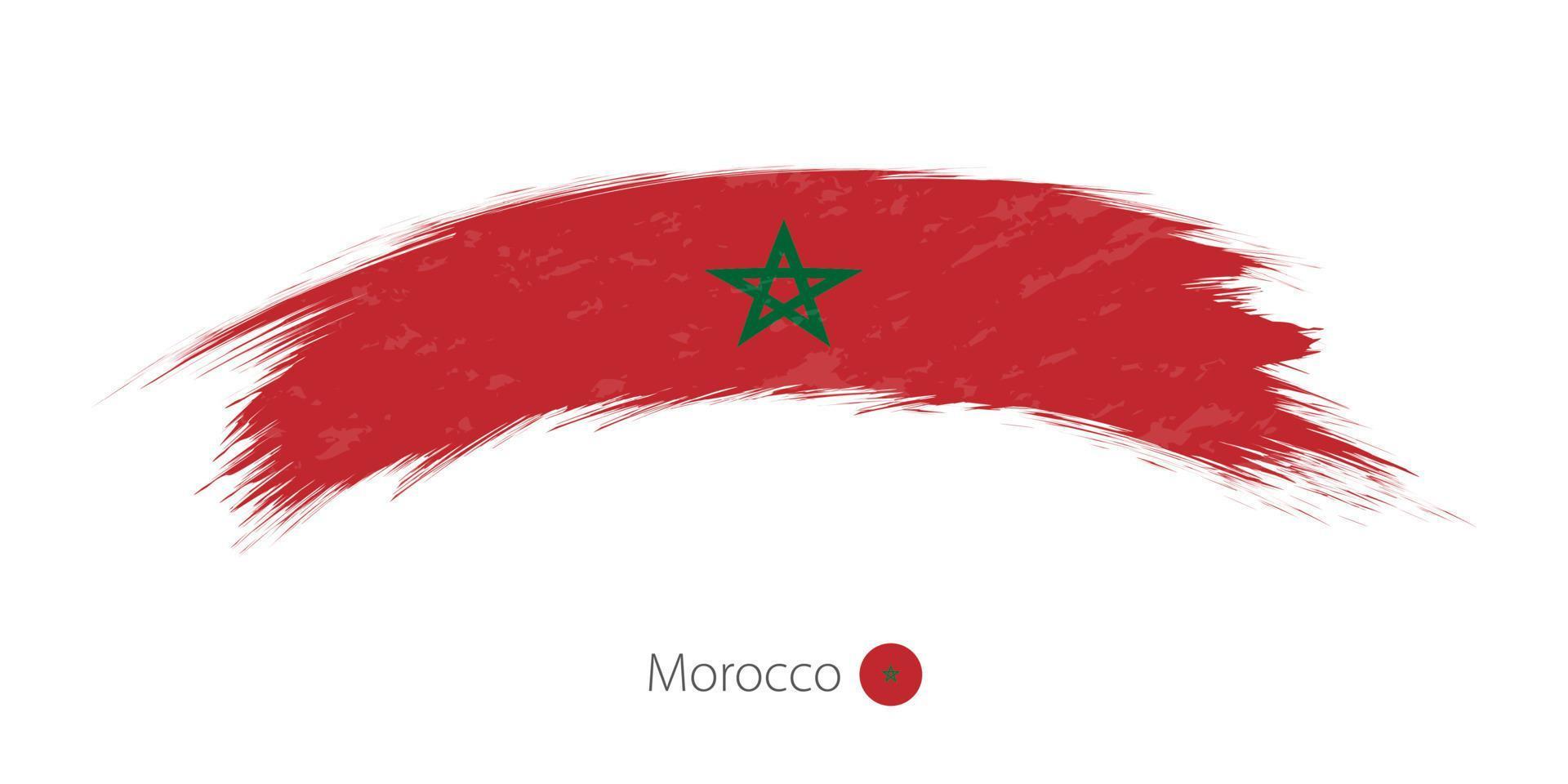 Flag of Morocco in rounded grunge brush stroke. vector