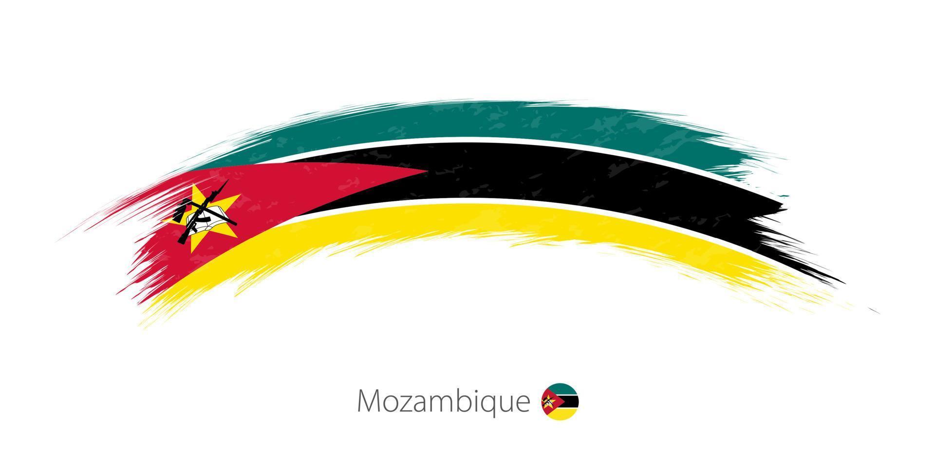 Flag of Mozambique in rounded grunge brush stroke. vector