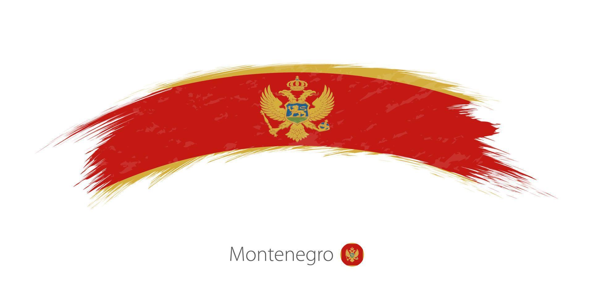 Flag of Montenegro in rounded grunge brush stroke. vector