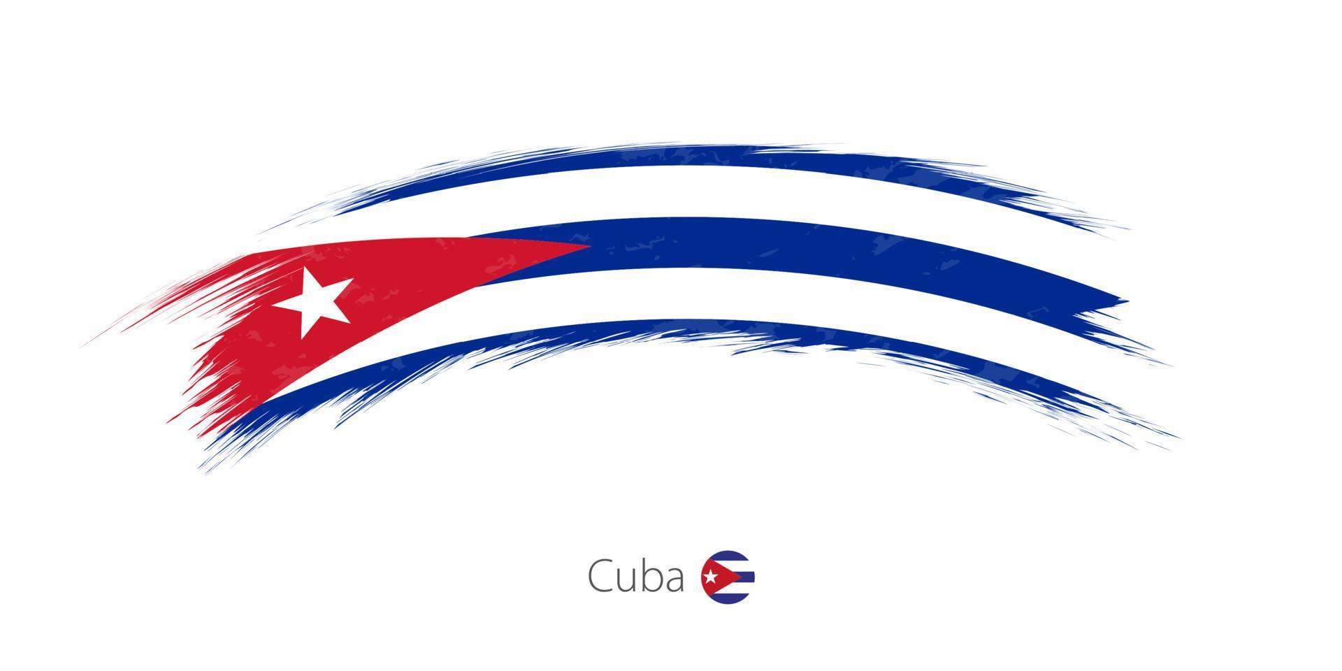 Flag of Cuba in rounded grunge brush stroke. vector