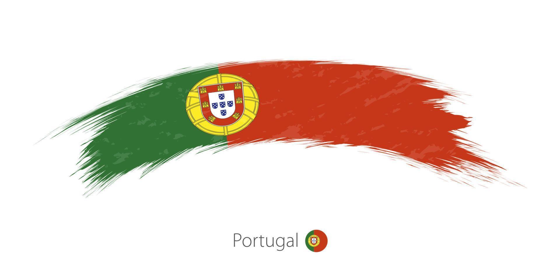 Flag of Portugal in rounded grunge brush stroke. vector