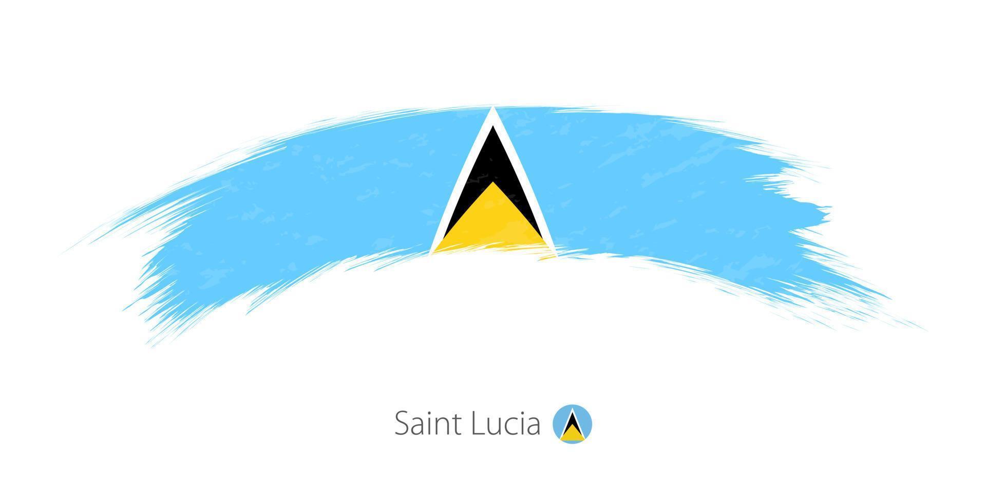 Flag of Saint Lucia in rounded grunge brush stroke. vector