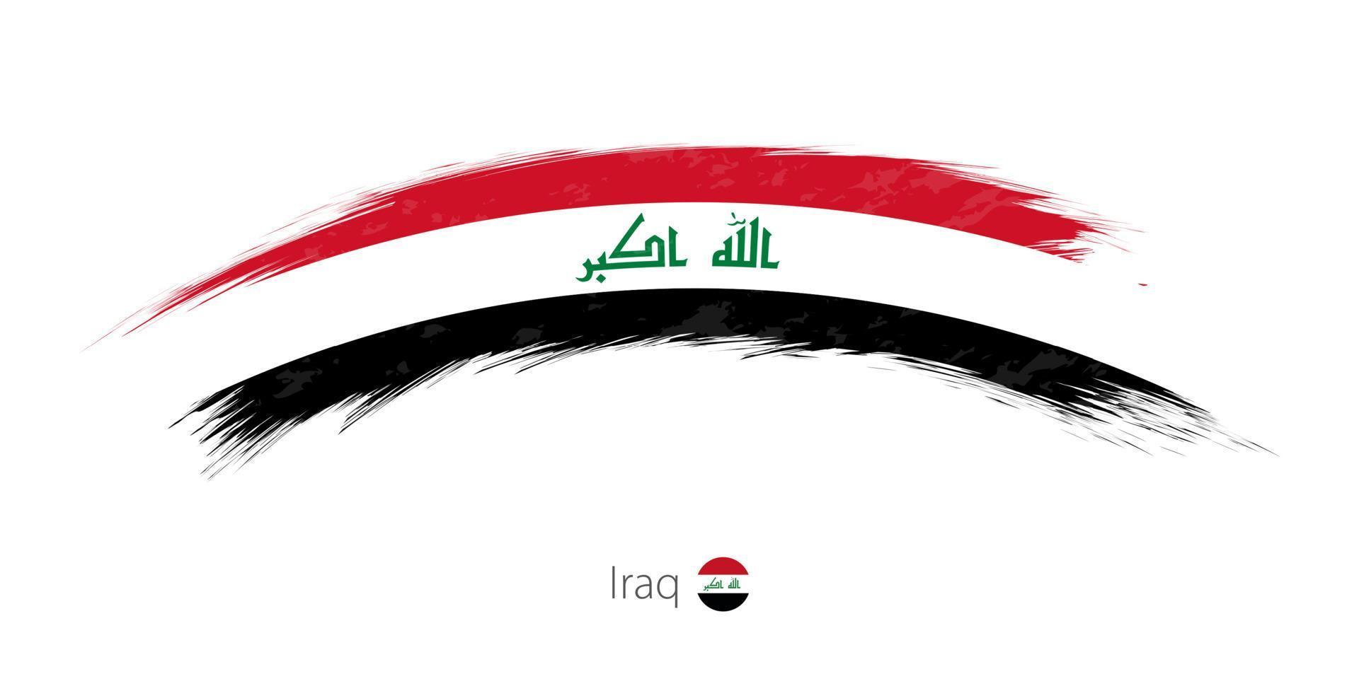 Flag of Iraq in rounded grunge brush stroke. vector