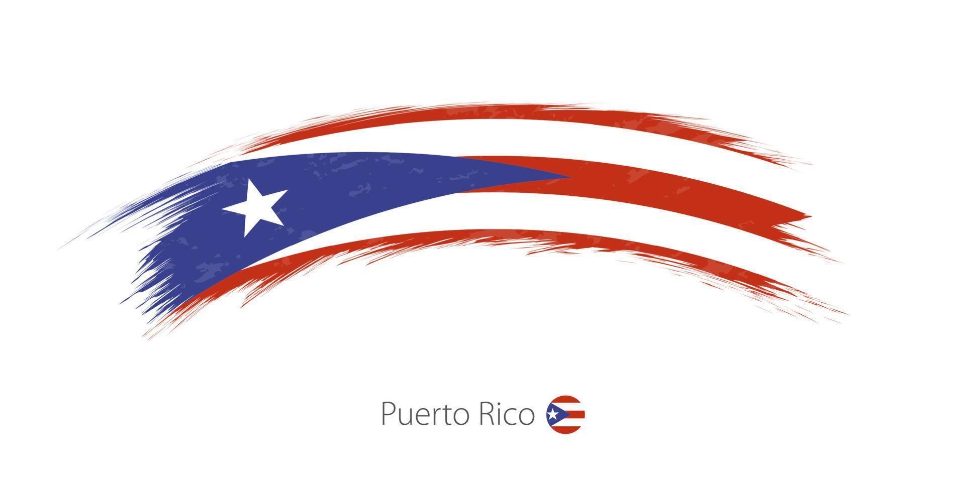 Flag of Puerto Rico in rounded grunge brush stroke. vector