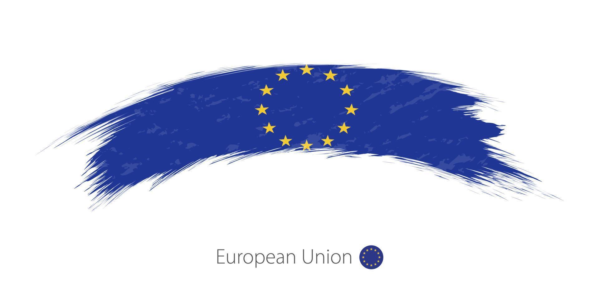 bandera de la unión europea en un trazo de pincel redondeado. vector