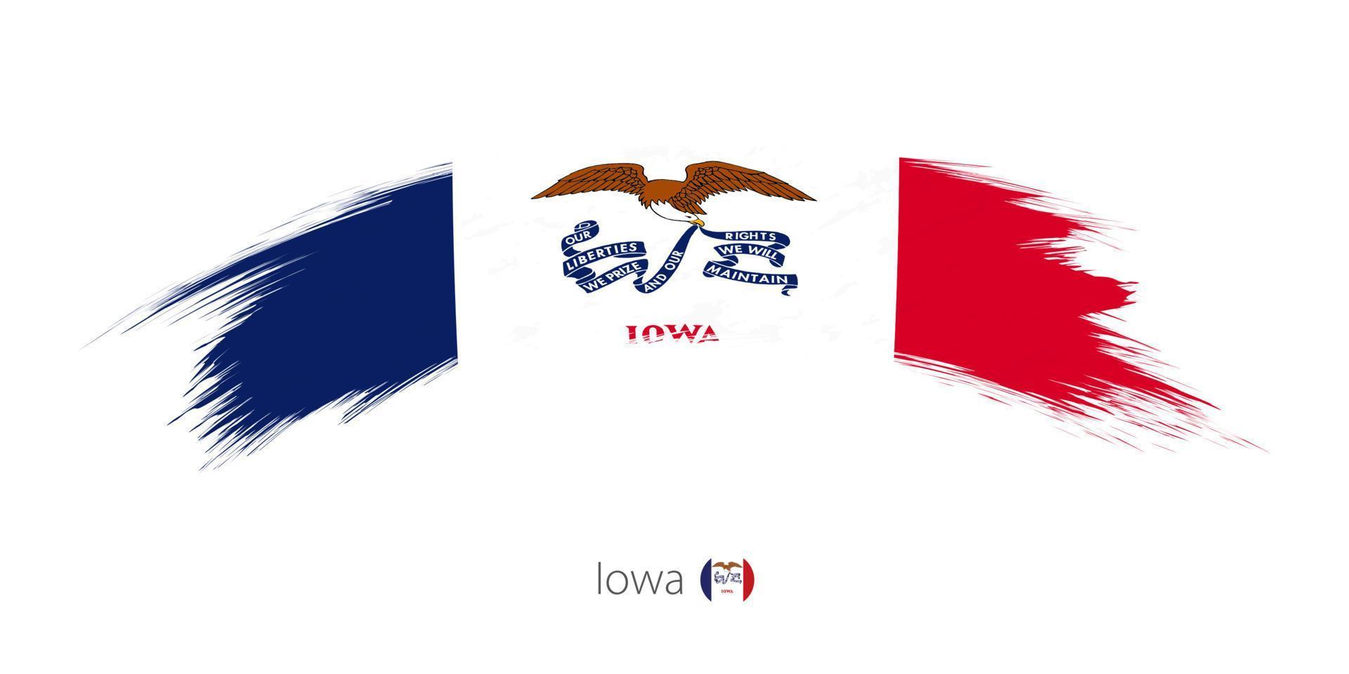 Flag of Iowa in rounded grunge brush stroke. vector