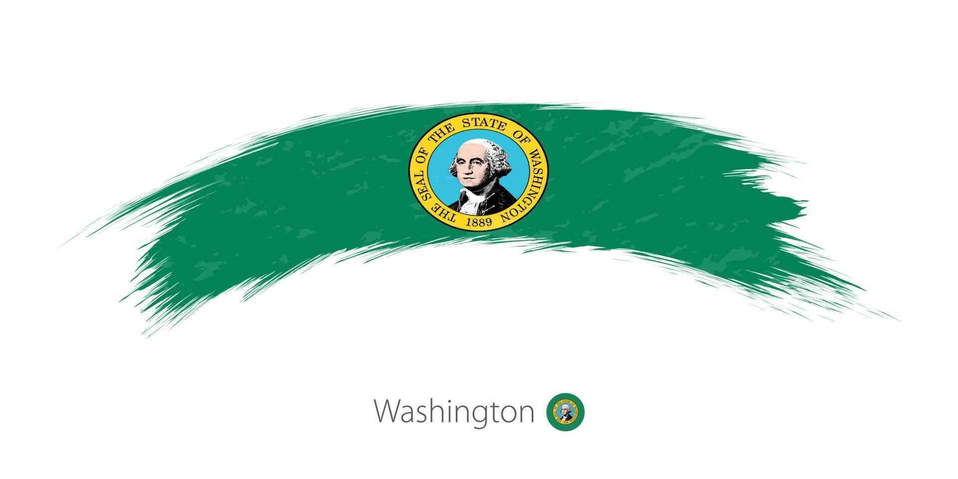 Flag of Washington in rounded grunge brush stroke. vector