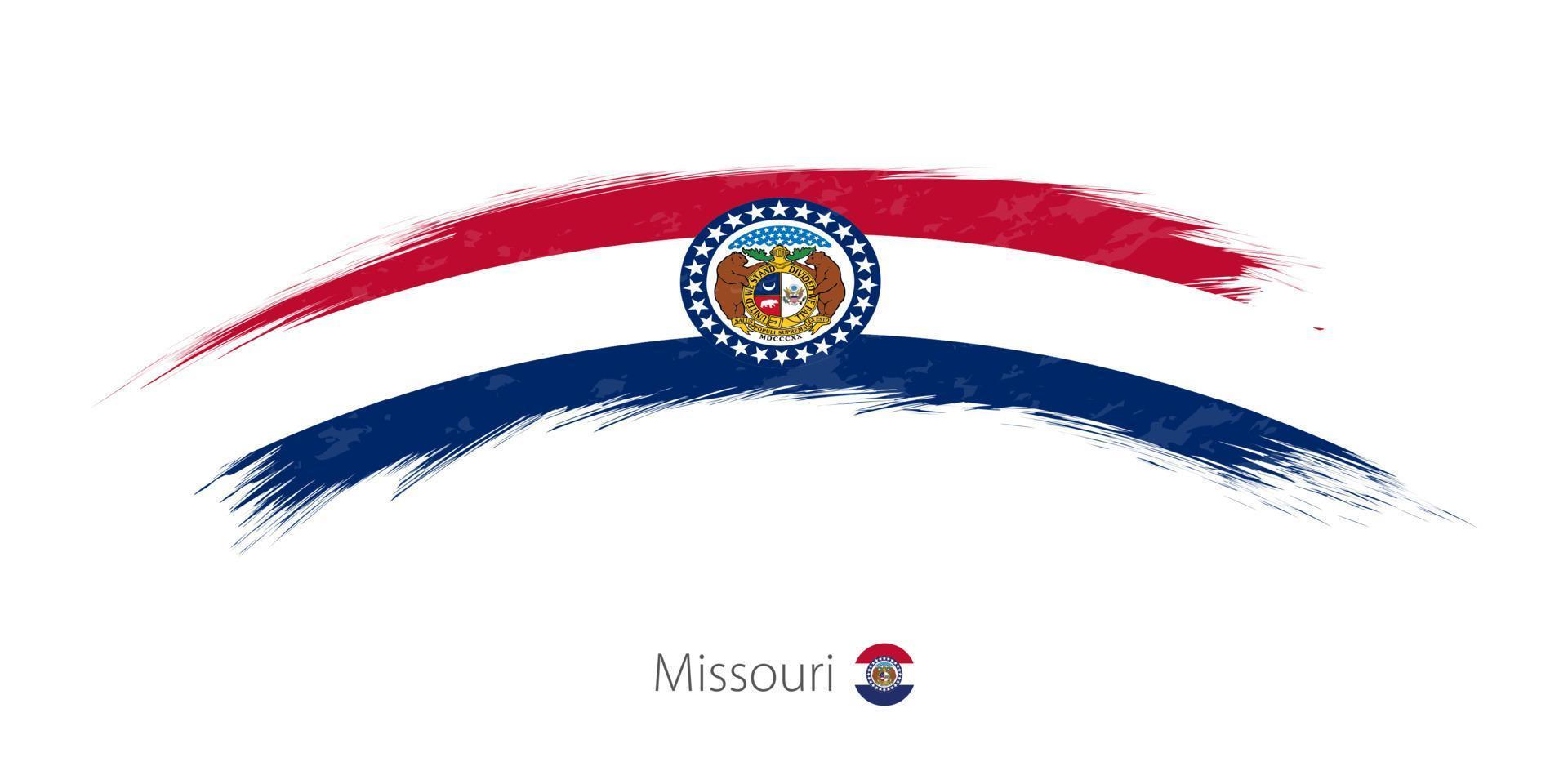 Flag of Missouri in rounded grunge brush stroke. vector