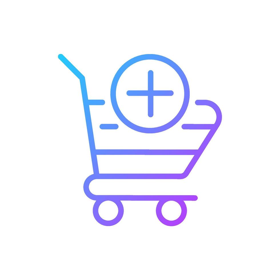 Shopping cart gradient linear vector icon. Selected items in basket. Website interface. Online shopping. Thin line color symbol. Modern style pictogram. Vector isolated outline drawing