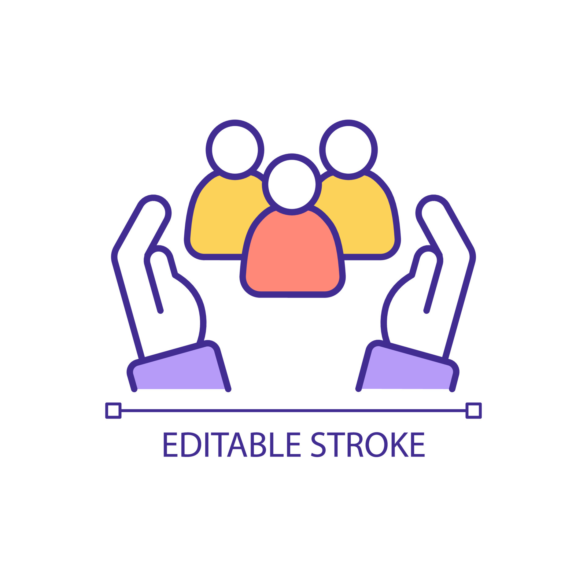 Social protection of vulnerable group RGB color icon. Supporting