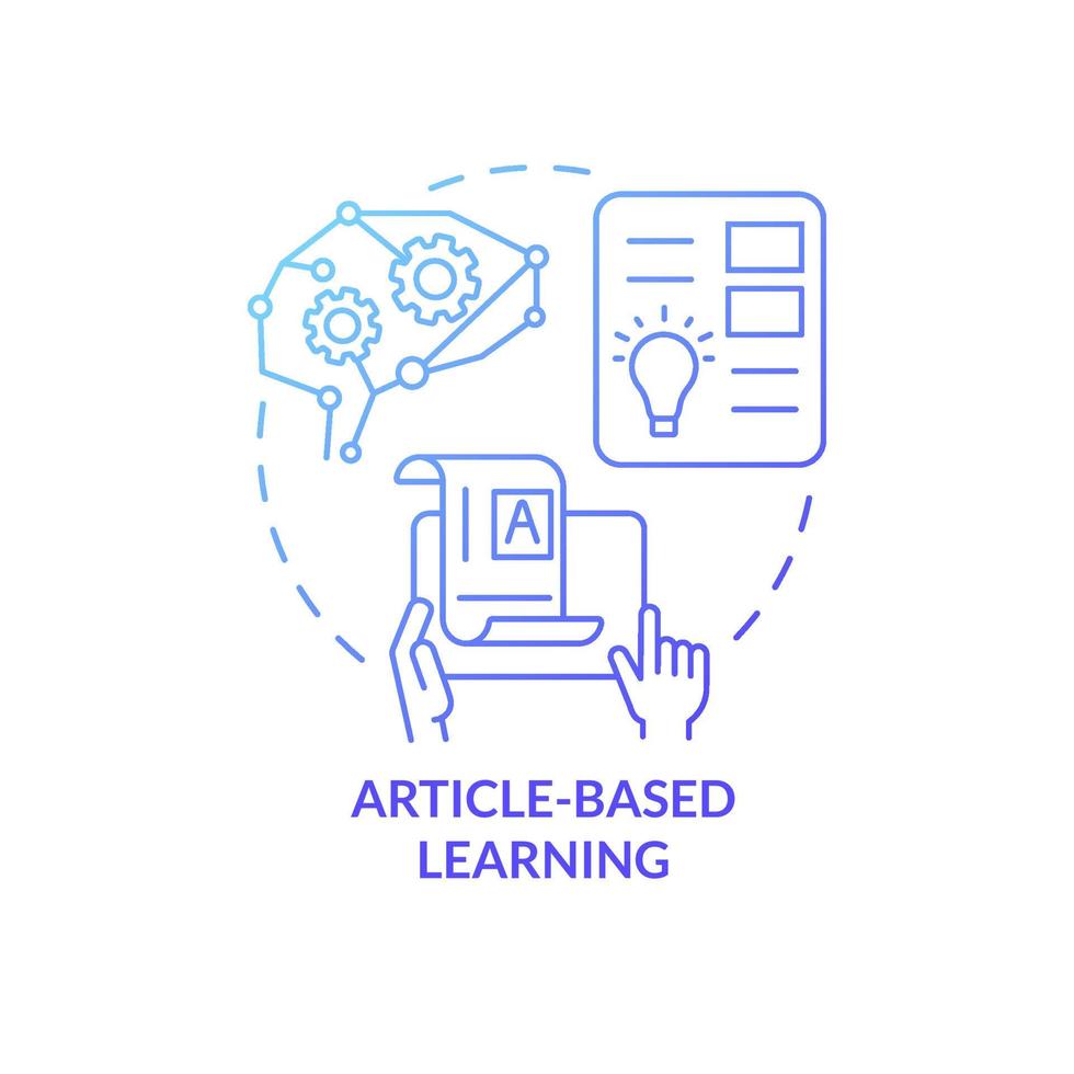Article based learning blue gradient concept icon. Information and content abstract idea thin line illustration. Isolated outline drawing. Editable stroke. Roboto-Medium, Myriad Pro-Bold fonts used vector