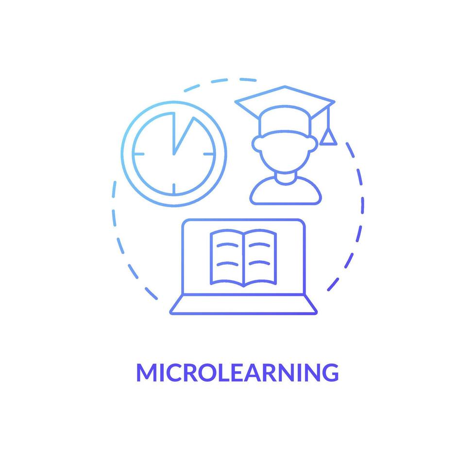 Microlearning blue gradient concept icon. Short time lessons method abstract idea thin line illustration. Isolated outline drawing. Editable stroke. Roboto-Medium, Myriad Pro-Bold fonts used vector