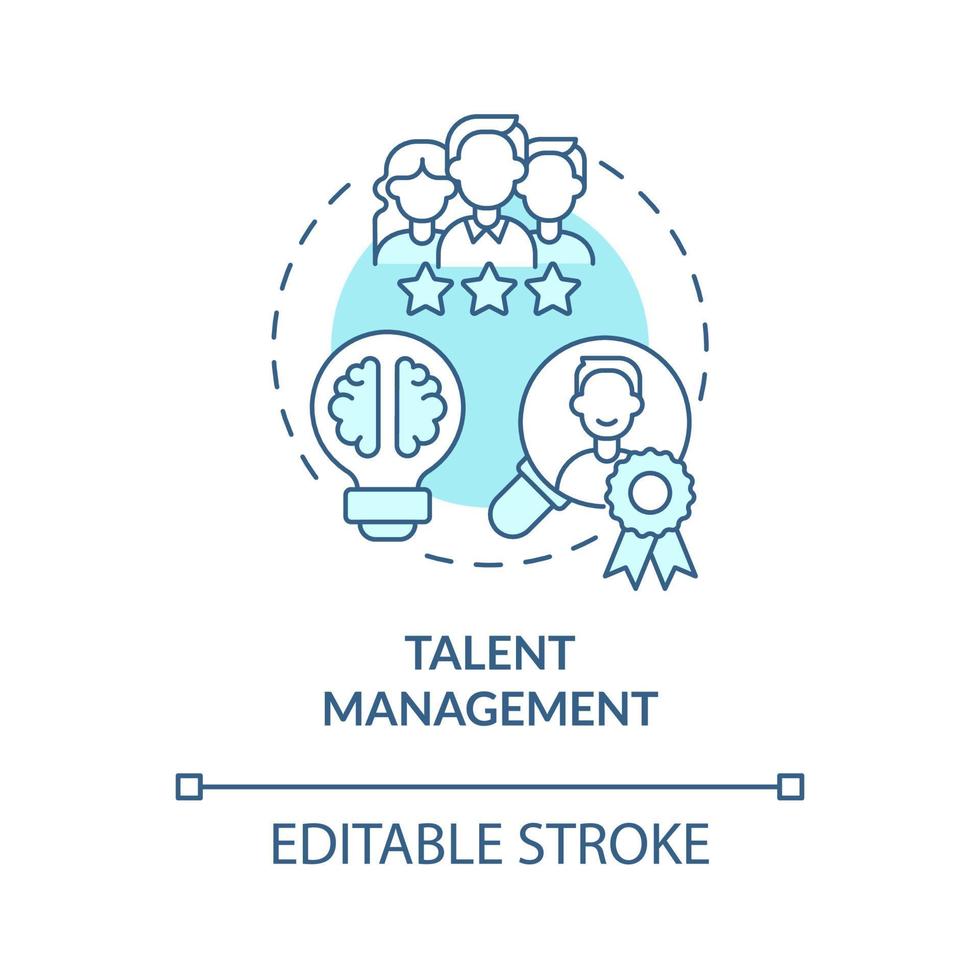 Talent management turquoise concept icon. Attract and hire top experts. HR abstract idea thin line illustration. Isolated outline drawing. Editable stroke. Roboto-Medium, Myriad Pro-Bold fonts used vector