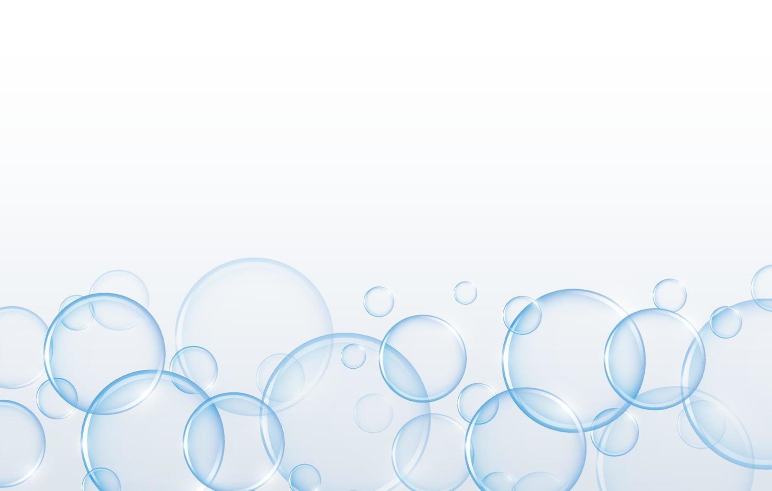 realistic shiny water soap bubbles background vector