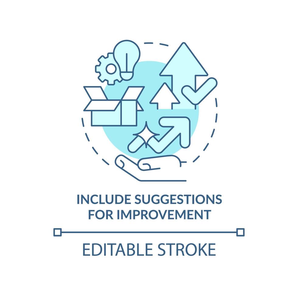 Include suggestions for improvement turquoise concept icon. Business abstract idea thin line illustration. Isolated outline drawing. Editable stroke. Roboto-Medium, Myriad Pro-Bold fonts used vector