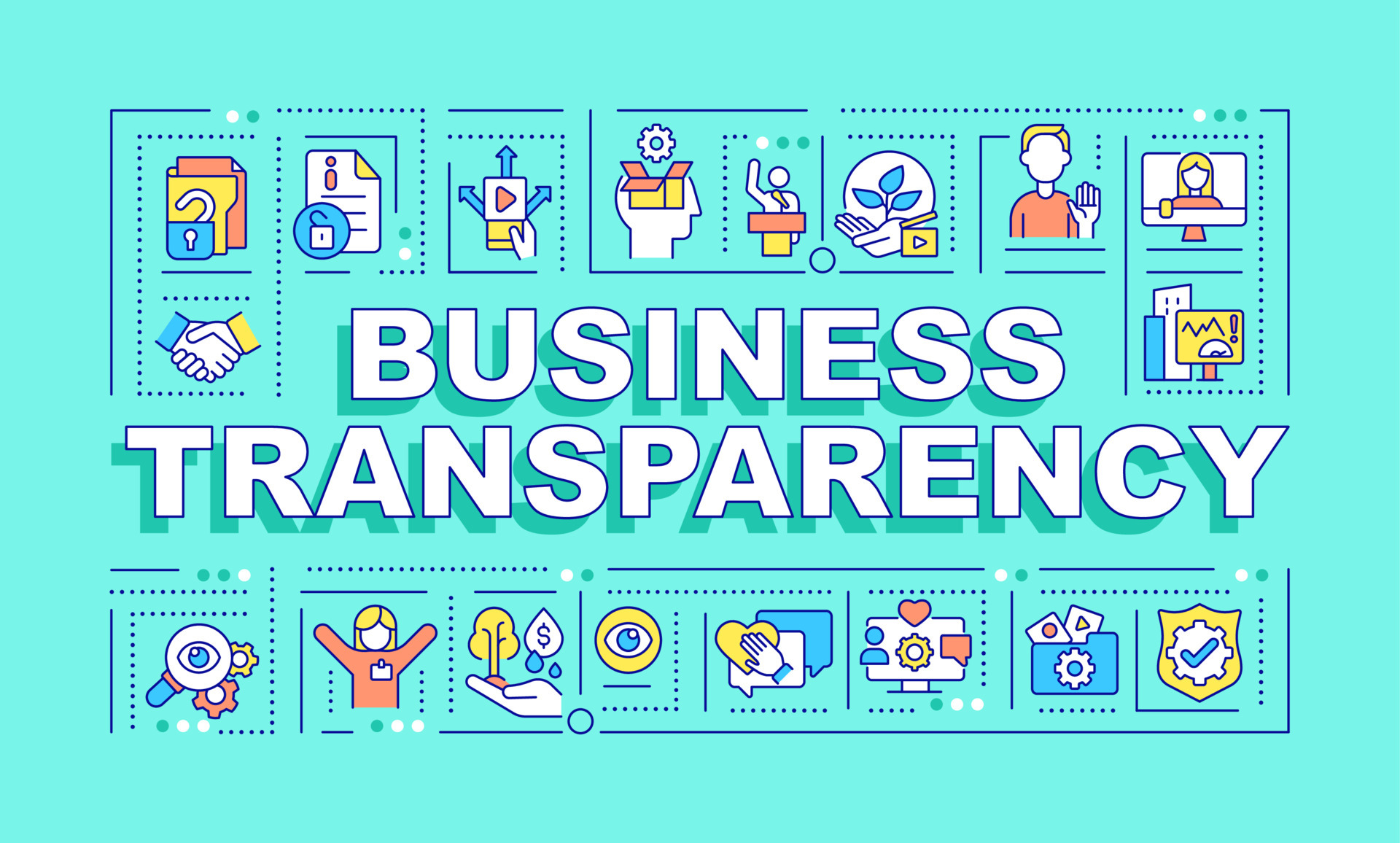 Business transparency word concepts green banner. Trustful company ...