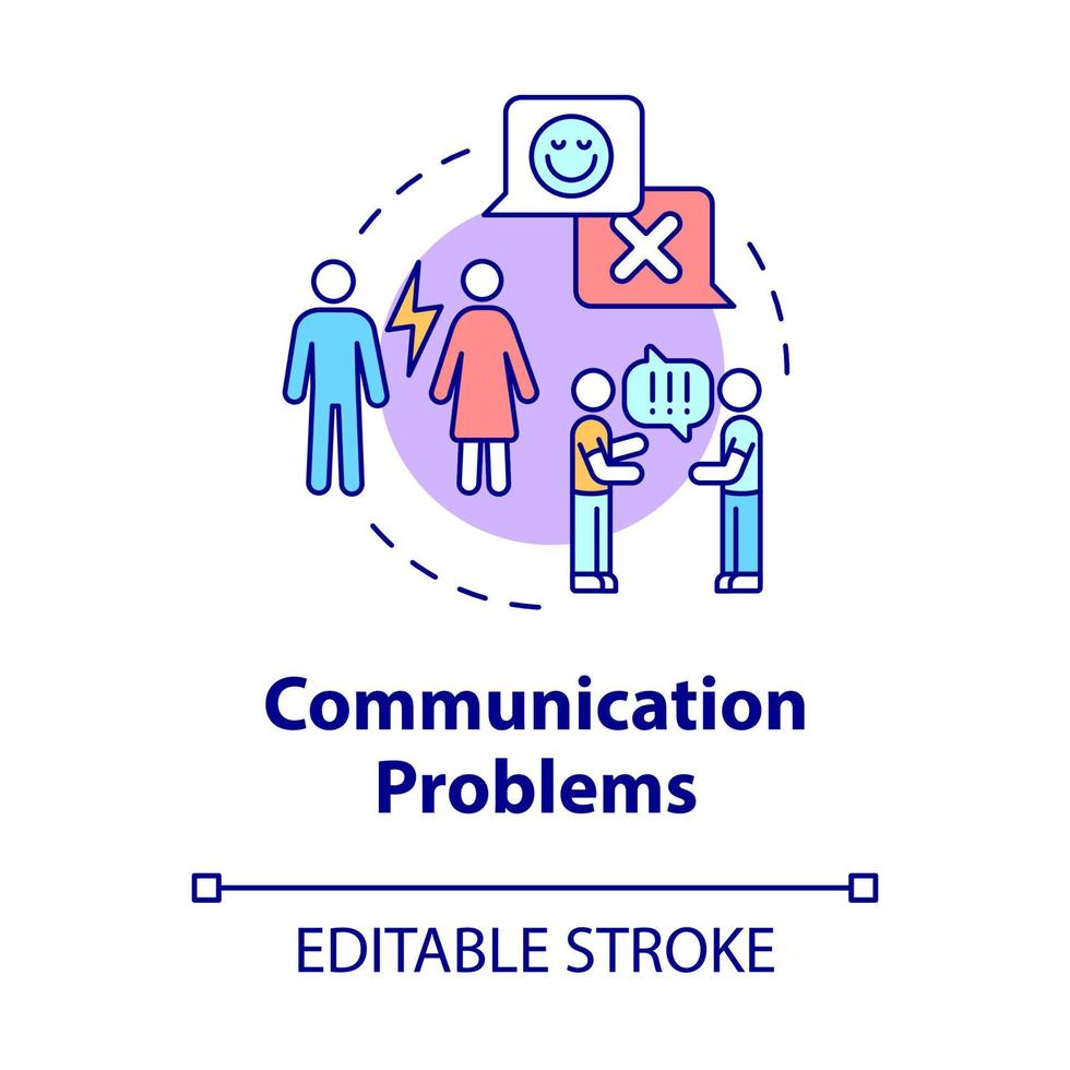Communication problems concept icon. Misunderstanding in marriage. Divorce abstract idea thin line illustration. Isolated outline drawing. Editable stroke. Roboto-Medium, Myriad Pro-Bold fonts used vector