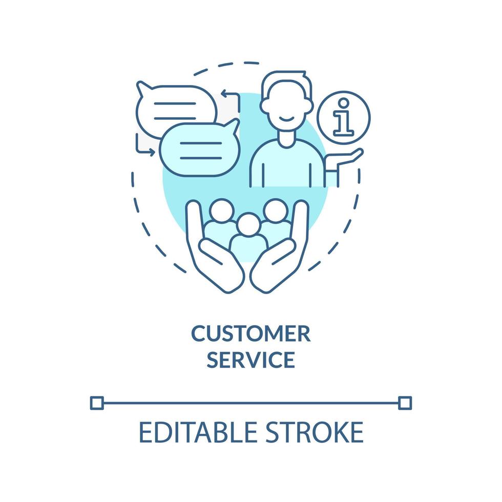 Customer service turquoise concept icon. Skills for human resources abstract idea thin line illustration. Isolated outline drawing. Editable stroke. Roboto-Medium, Myriad Pro-Bold fonts used vector