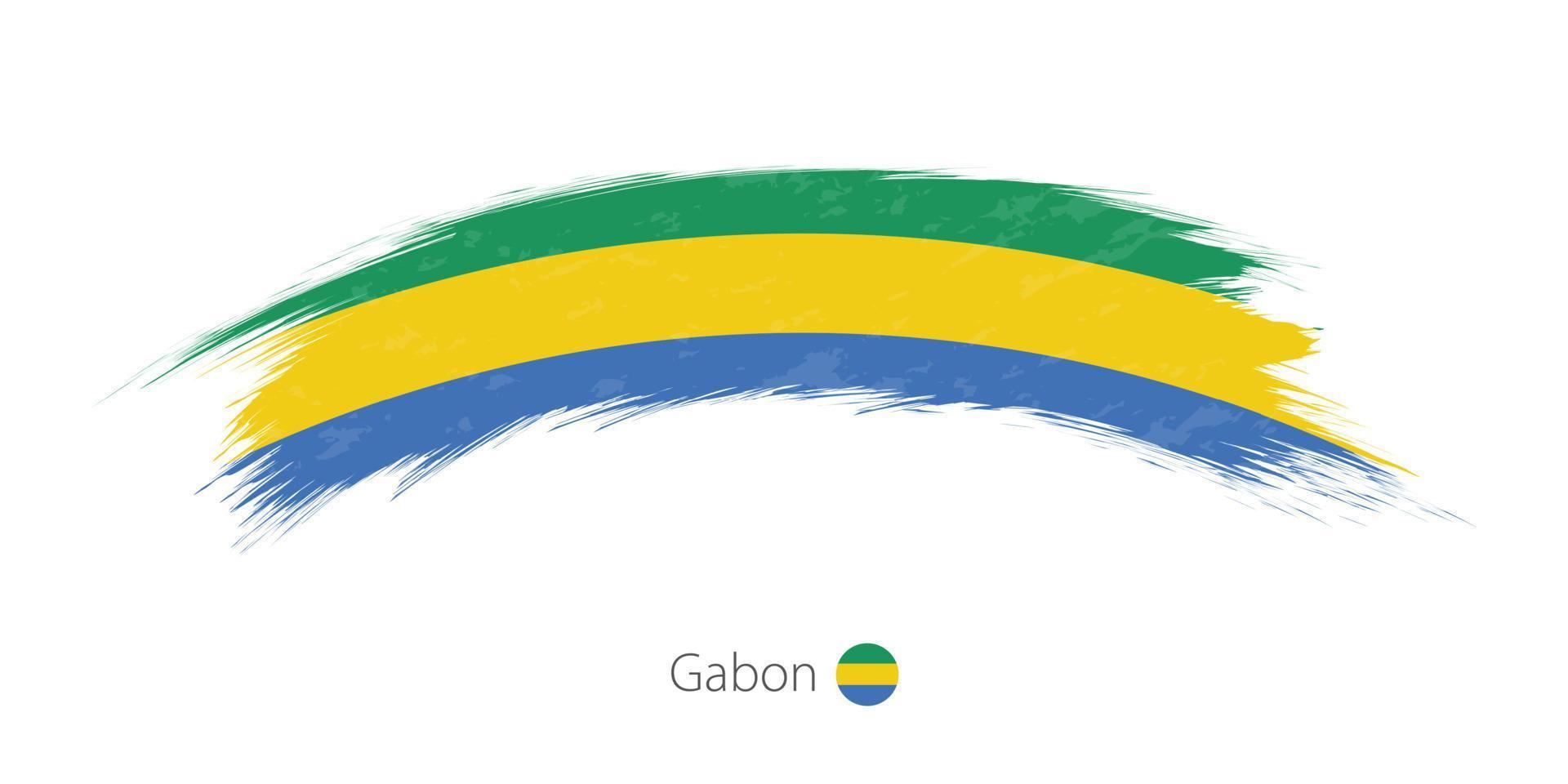 Flag of Gabon in rounded grunge brush stroke. vector