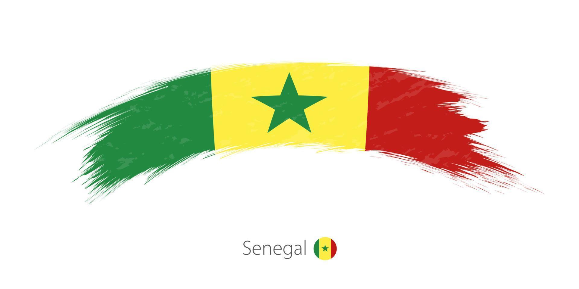 Flag of Senegal in rounded grunge brush stroke. vector