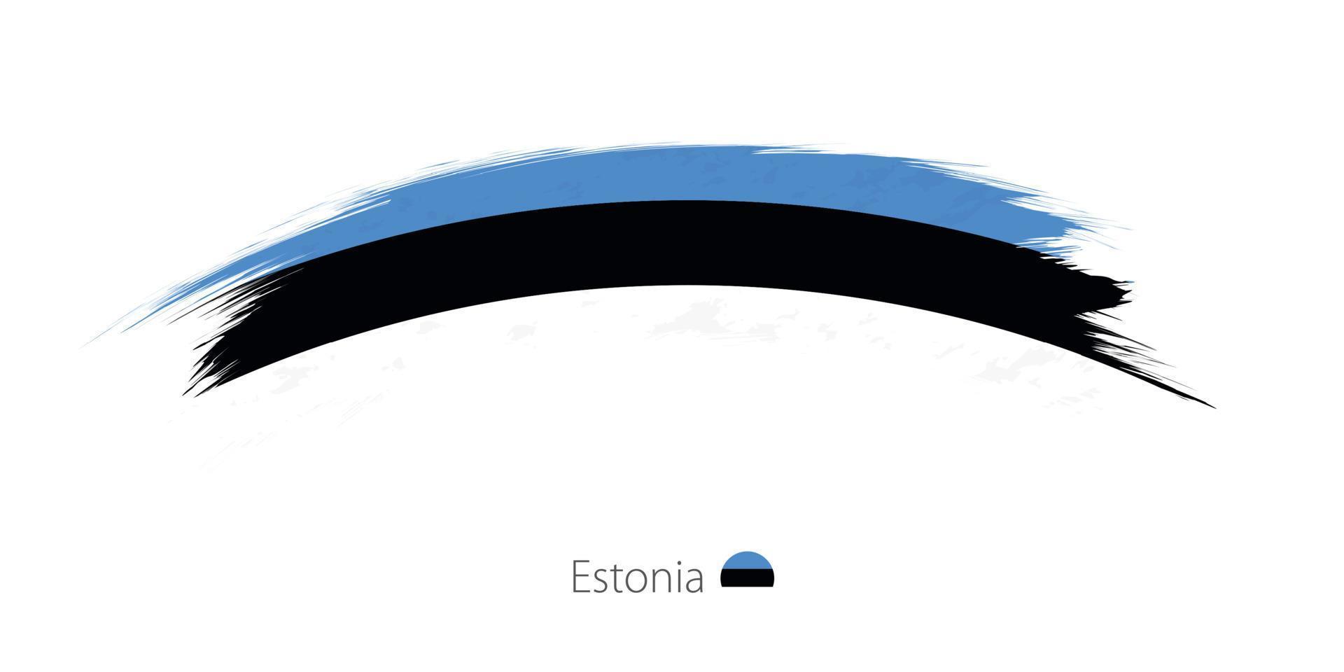 Flag of Estonia in rounded grunge brush stroke. vector