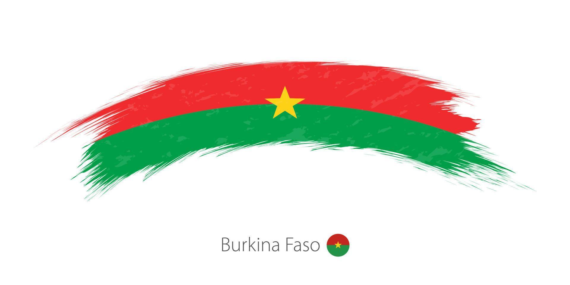 Flag of Burkina Faso in rounded grunge brush stroke. vector