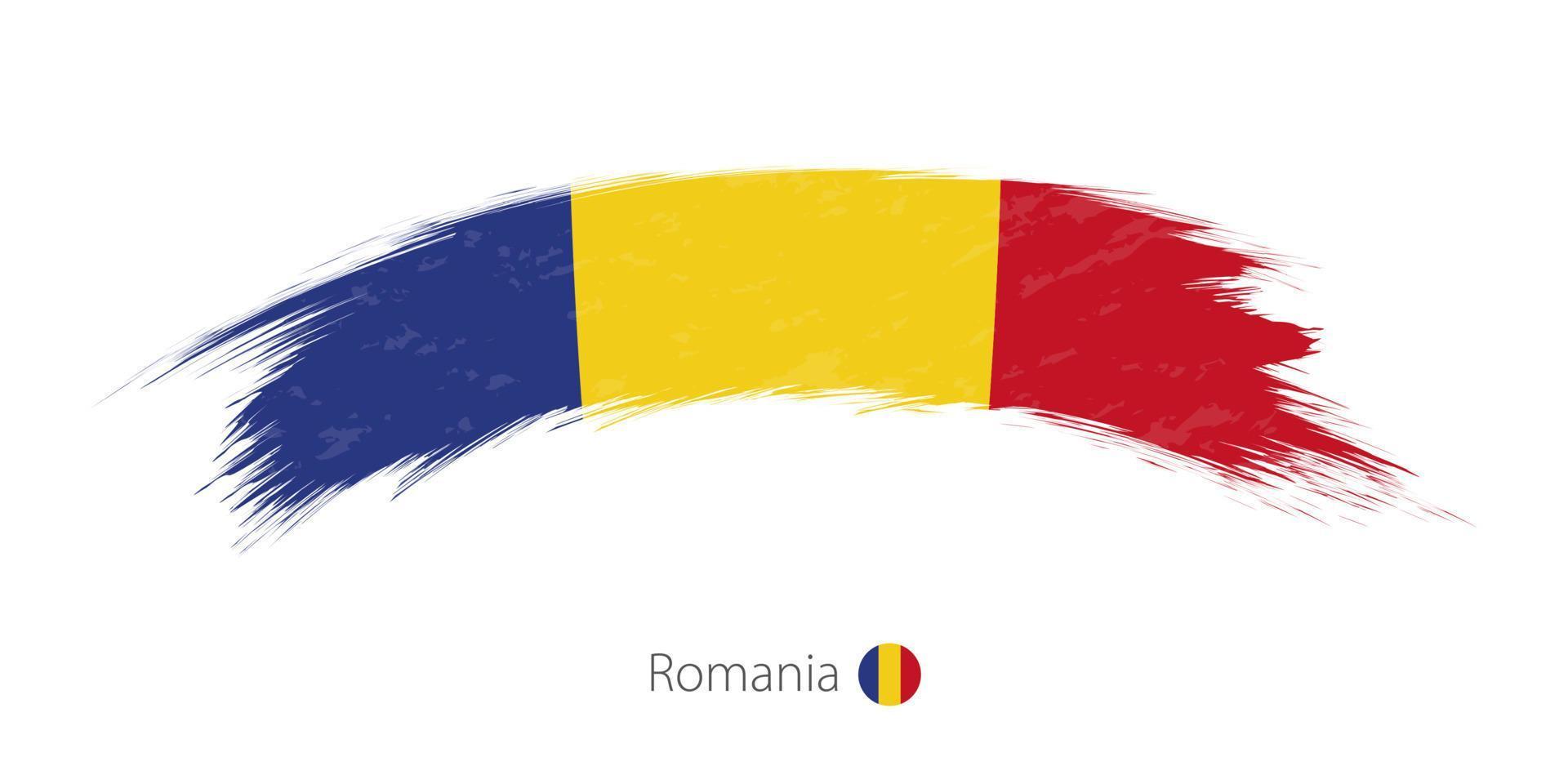 Flag of Romania in rounded grunge brush stroke. vector