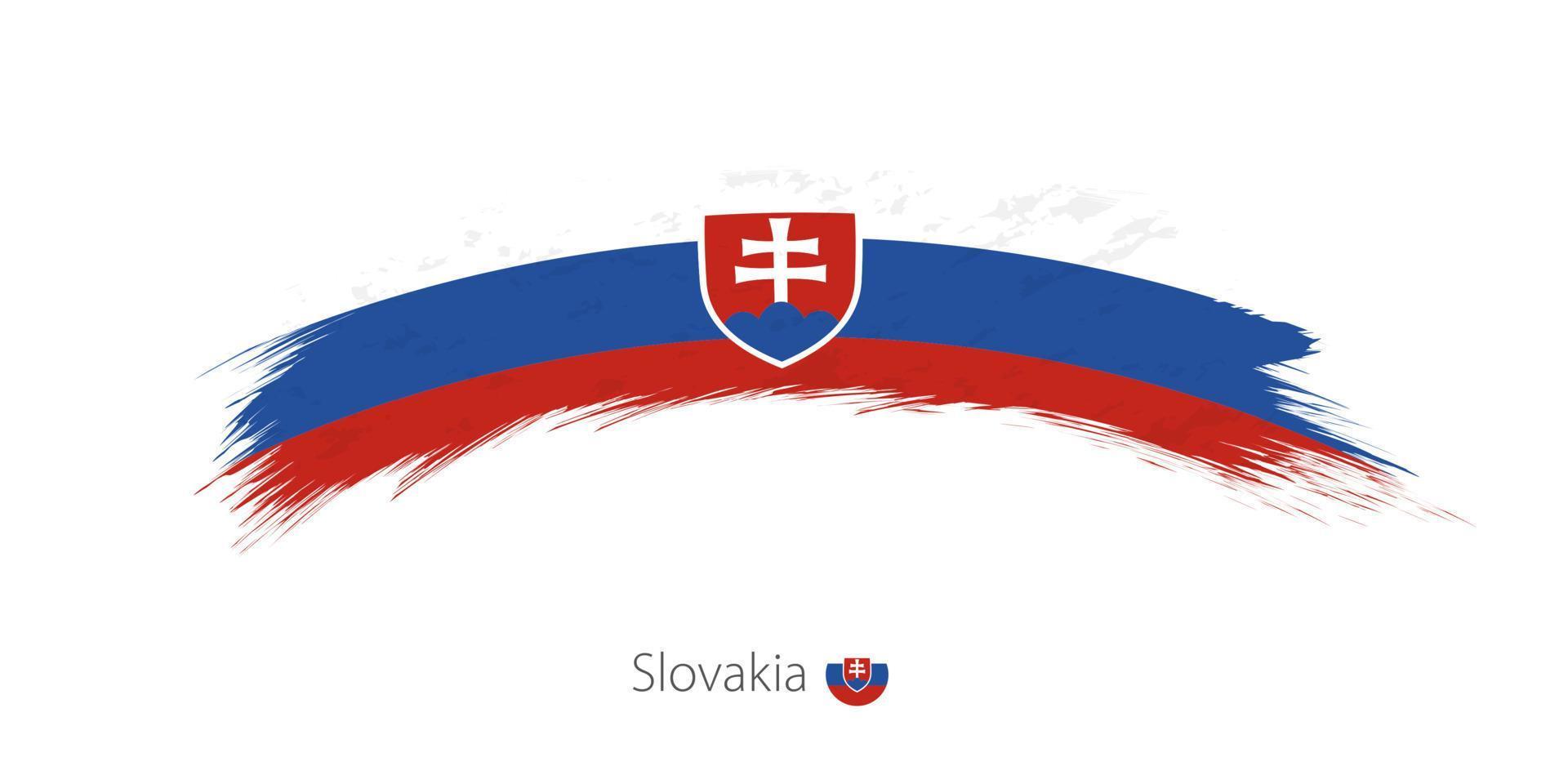 Flag of Slovakia in rounded grunge brush stroke. vector