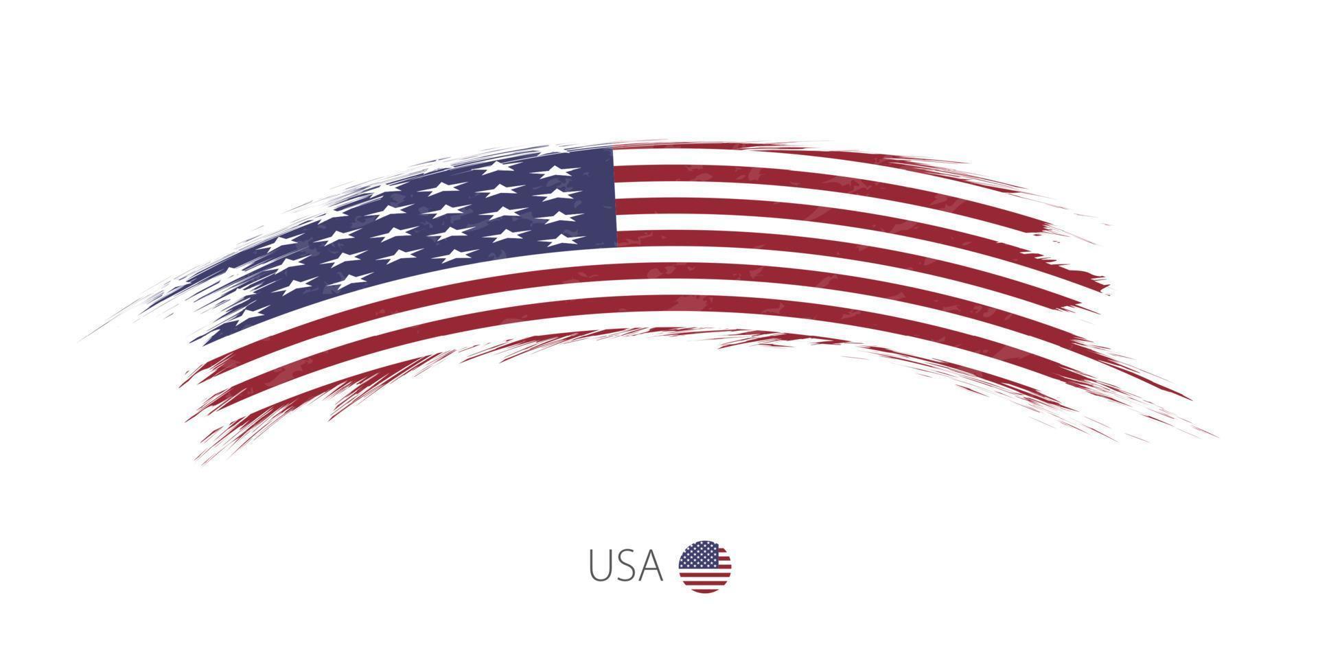 Flag of USA in rounded grunge brush stroke. vector