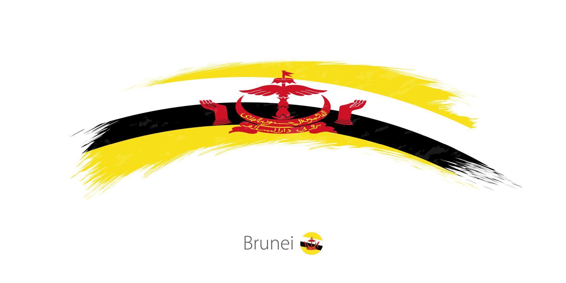 Flag of Brunei in rounded grunge brush stroke. vector