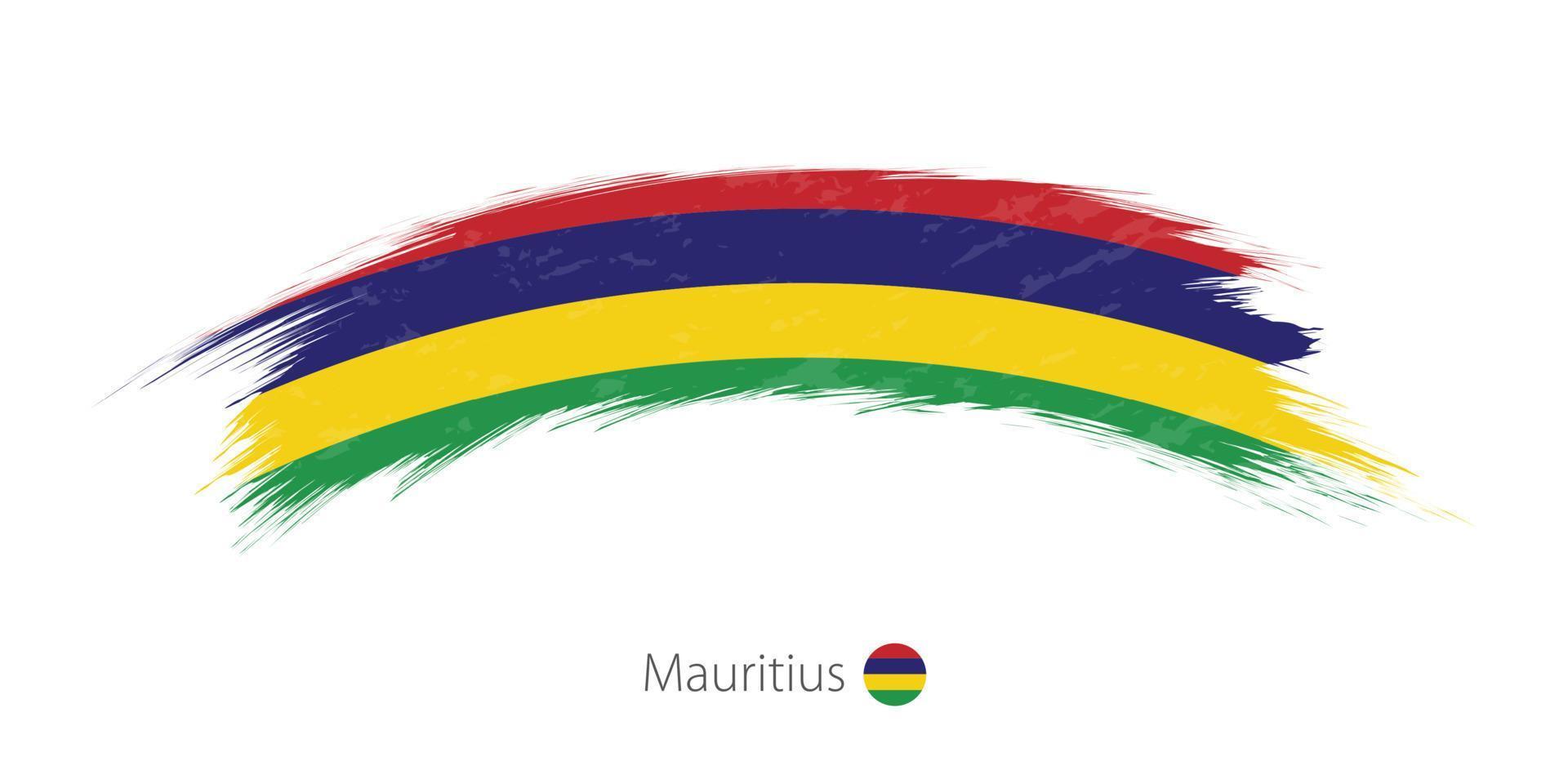 Flag of Mauritius in rounded grunge brush stroke. vector