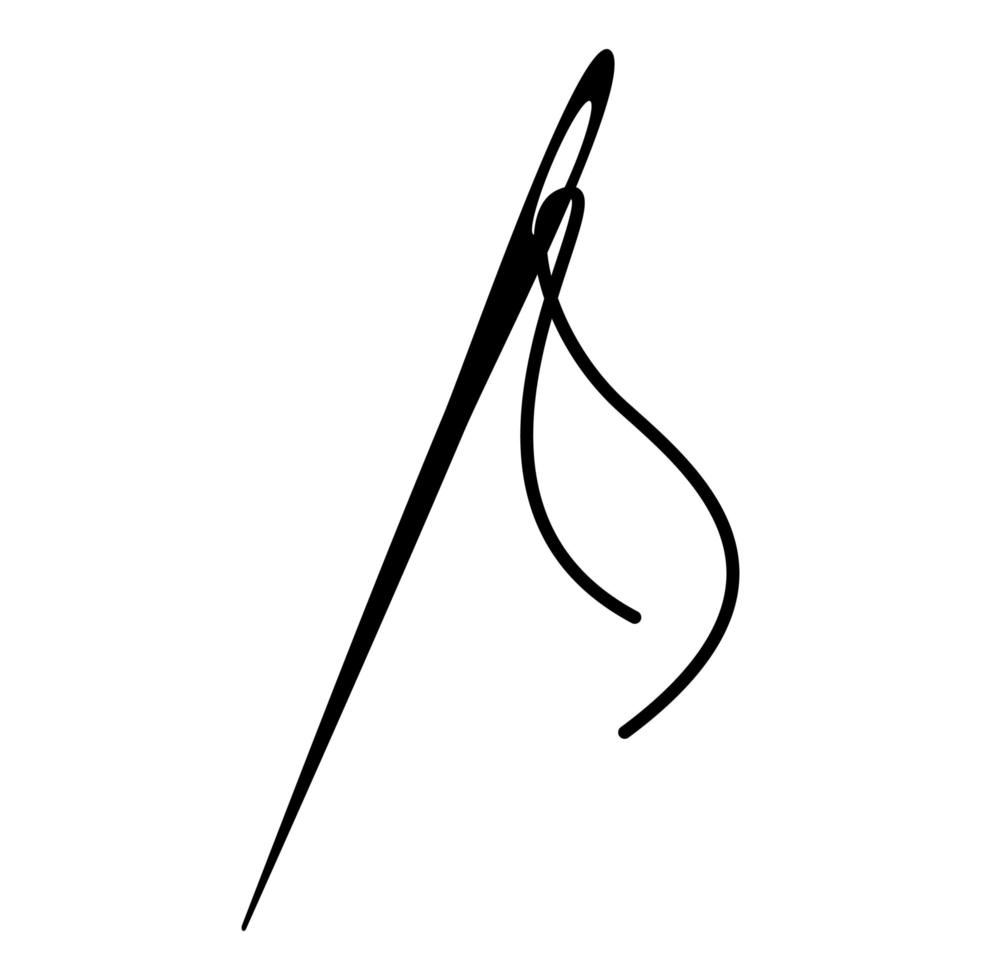Silhouette of a needle and thread. For design, clipart or logo, icon vector