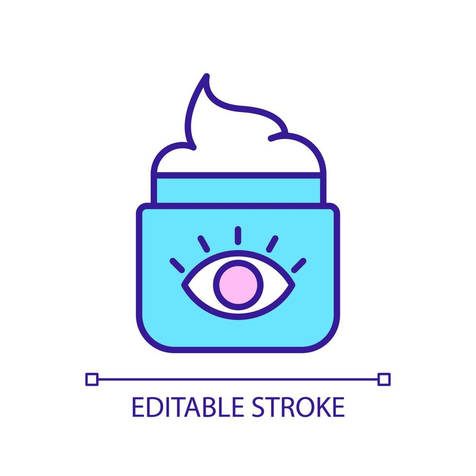 Cream for under eye area RGB color icon. Cosmetic product for skincare routine. Beauty and health. Isolated vector illustration. Simple filled line drawing. Editable stroke. Arial font used