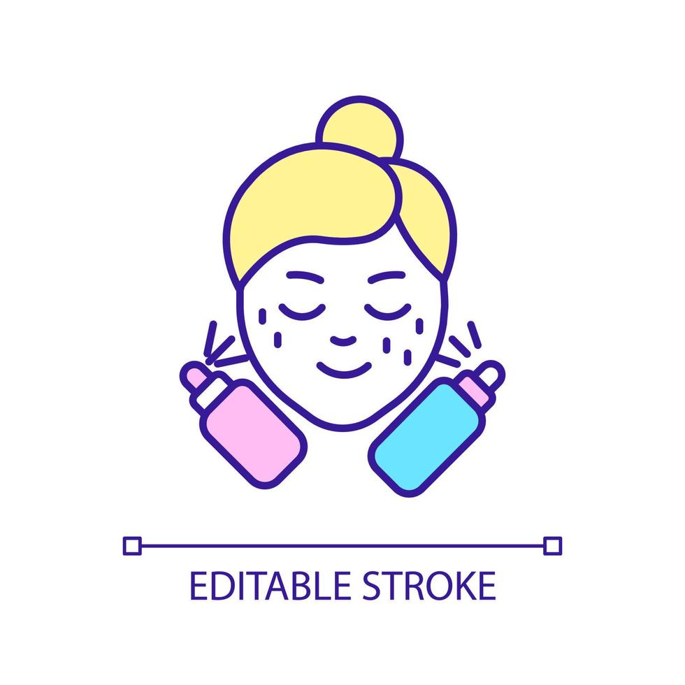 Limit using of cosmetic products RGB color icon. Too many remedies. Skincare routine and beauty. Isolated vector illustration. Simple filled line drawing. Editable stroke. Arial font used