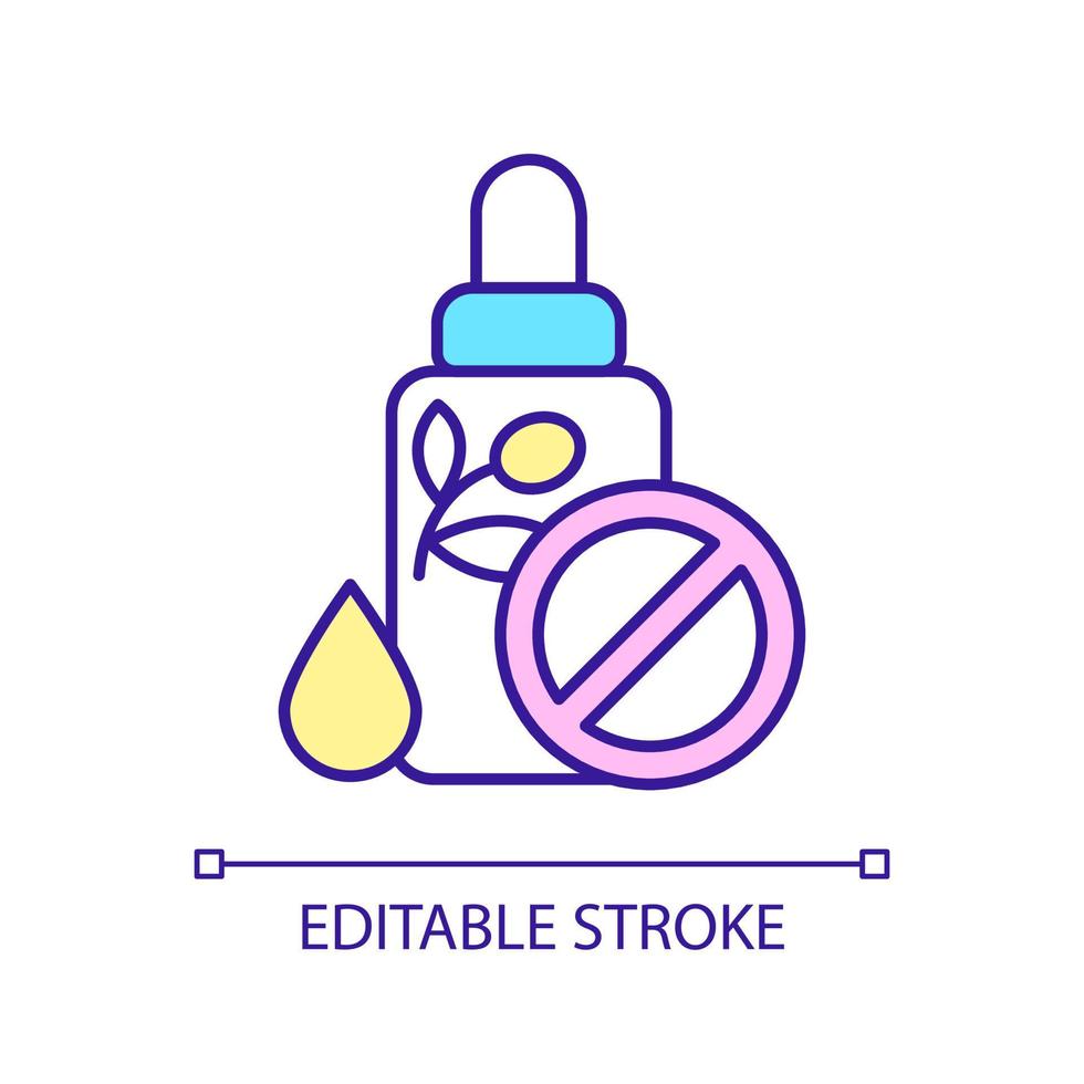 Oily skin care RGB color icon. Avoid over moisturizing. Stop oils using. Right skincare routine. Isolated vector illustration. Simple filled line drawing. Editable stroke. Arial font used
