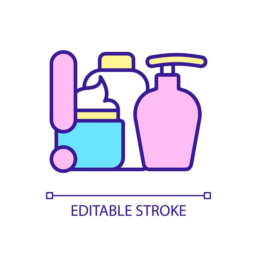 Avoid useless cosmetic products RGB color icon. Skin damage. Beauty and healthcare. Skincare routine. Isolated vector illustration. Simple filled line drawing. Editable stroke. Arial font used