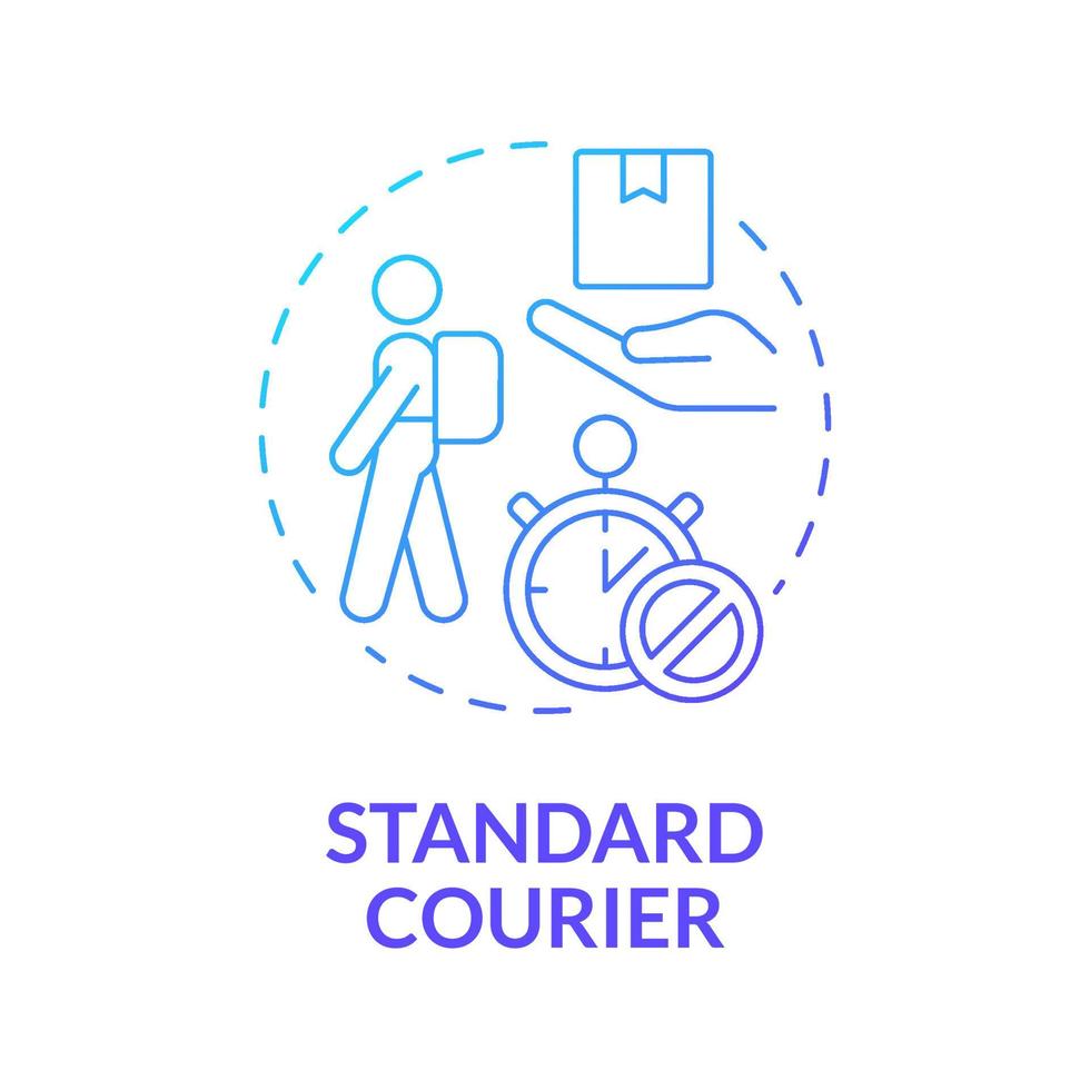 Standart courier blue gradient concept icon. Shipment service. delivery business abstract idea thin line illustration. Isolated outline drawing. Roboto-Medium, Myriad Pro-Bold fonts used vector