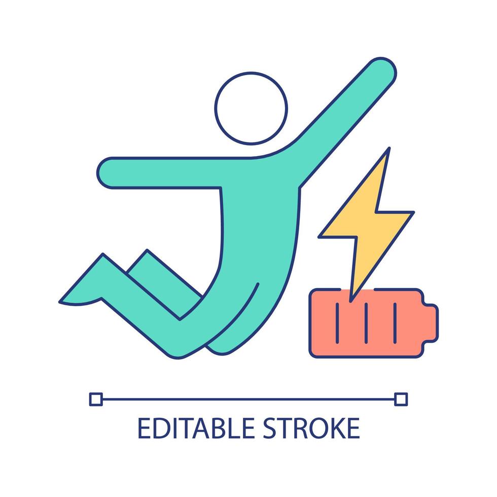 Boosting personal energy RGB color icon. Living active life. Healthy life and biorhythms. Isolated vector illustration. Simple filled line drawing. Editable stroke. Arial font used