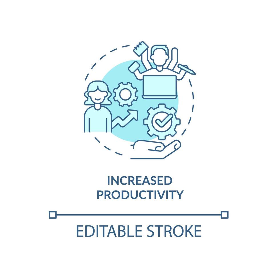 Increase productivity turquoise concept icon. Be healthy and reach goals abstract idea thin line illustration. Isolated outline drawing. Editable stroke. Roboto-Medium, Myriad Pro-Bold fonts used vector