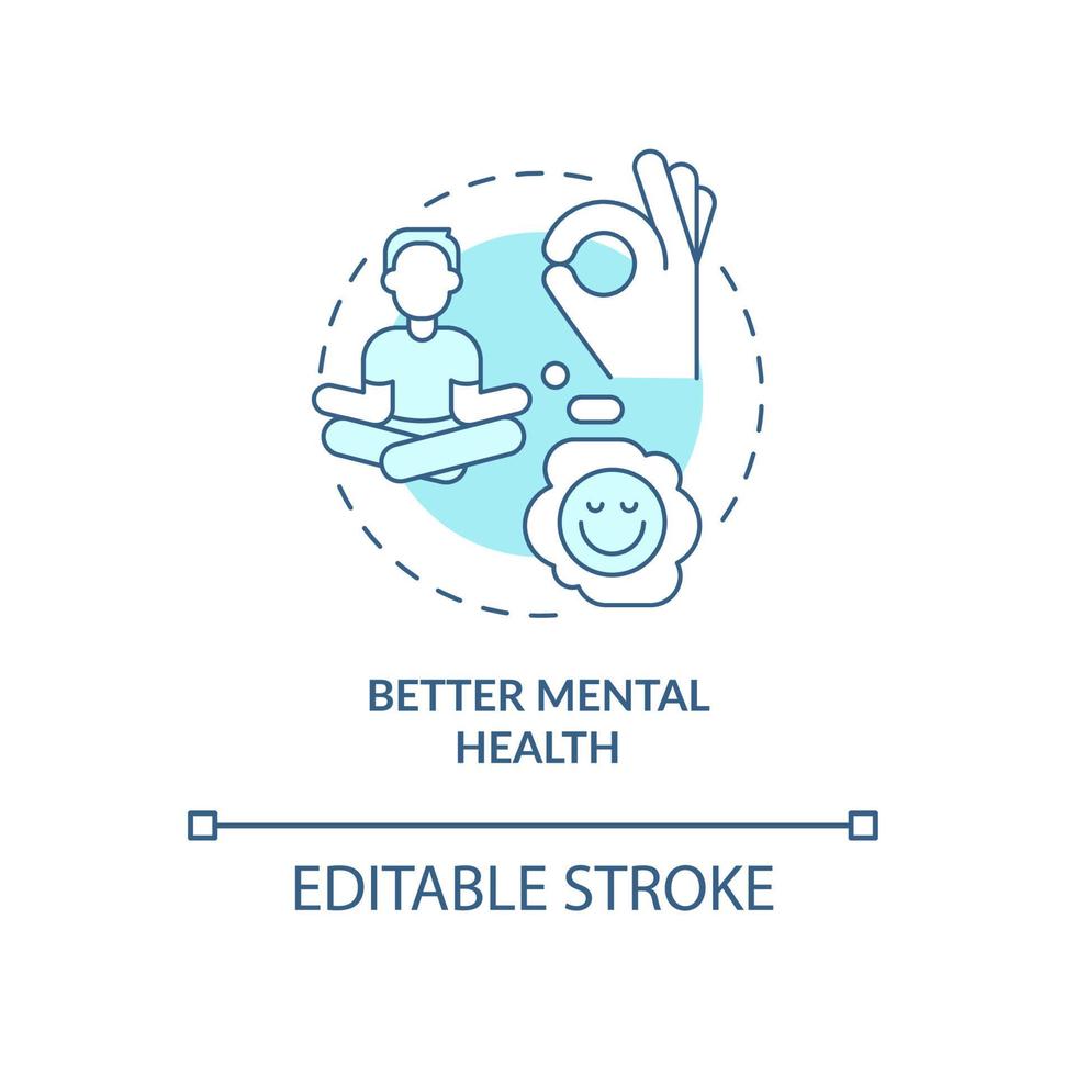 Better mental health turquoise concept icon. Awake early for mental wellness abstract idea thin line illustration. Isolated outline drawing. Editable stroke. Roboto-Medium, Myriad Pro-Bold fonts used vector