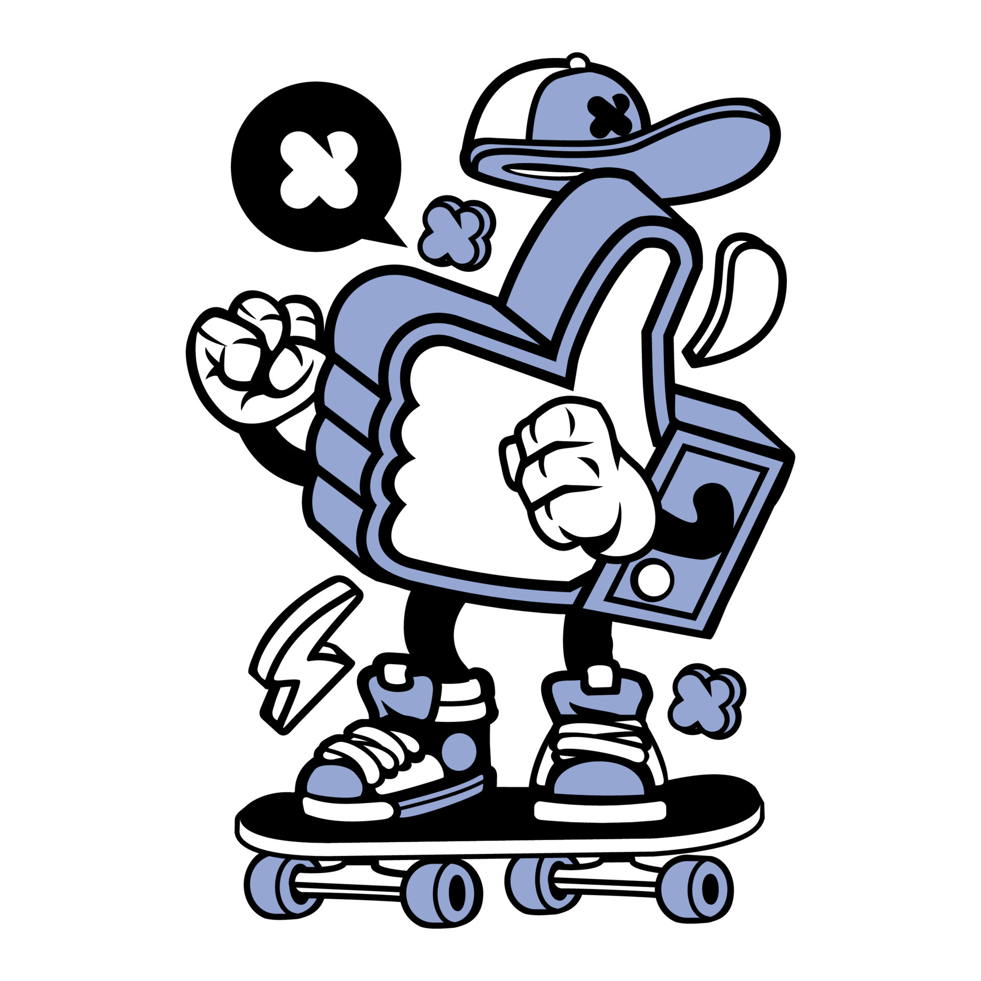 Cool vector cartoon design of a skateboarding hand wearing a very cool ...