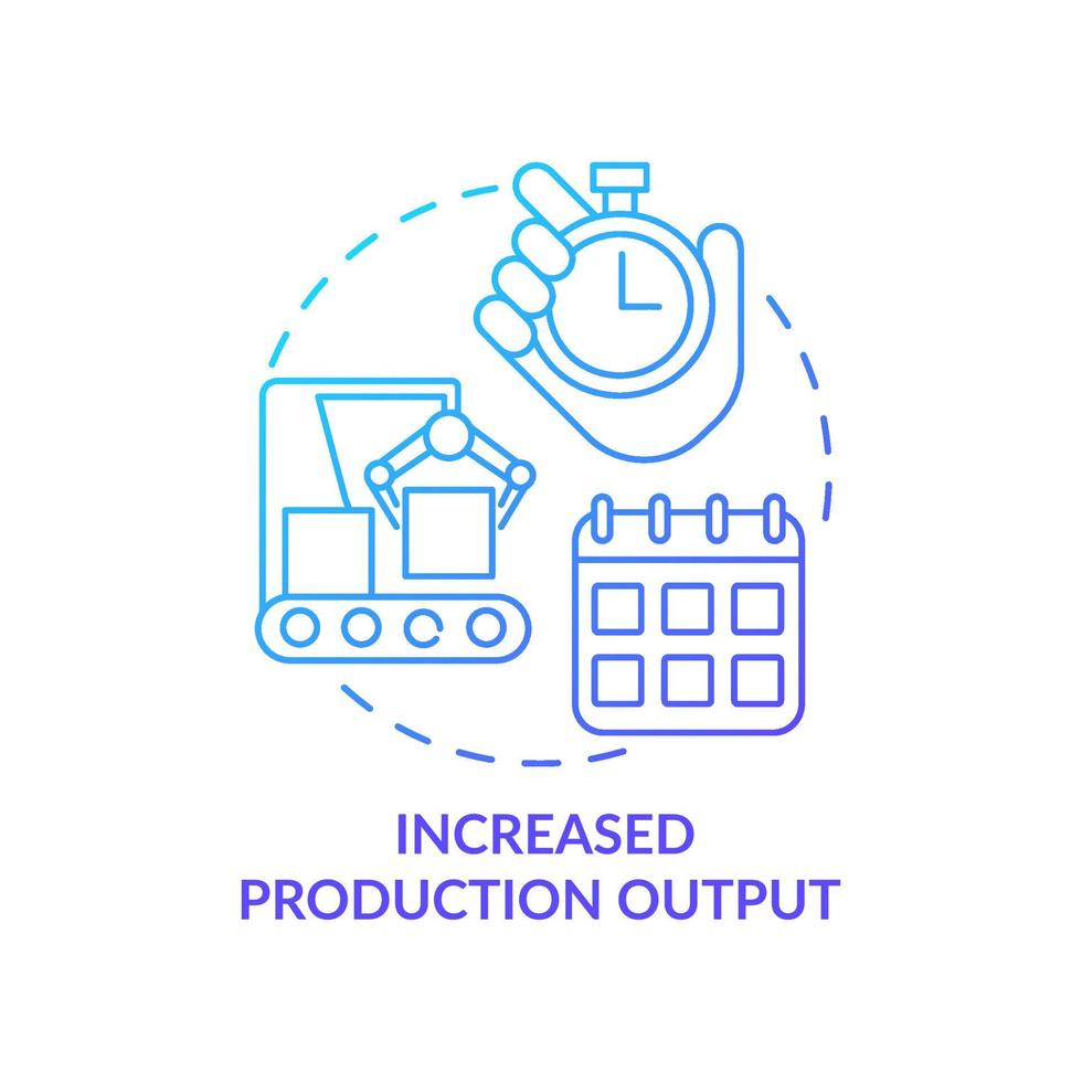 Increased operation output blue gradient concept icon. Industrial automation abstract idea thin line illustration. Isolated outline drawing. Editable stroke. Roboto-Medium, Myriad Pro-Bold fonts used vector