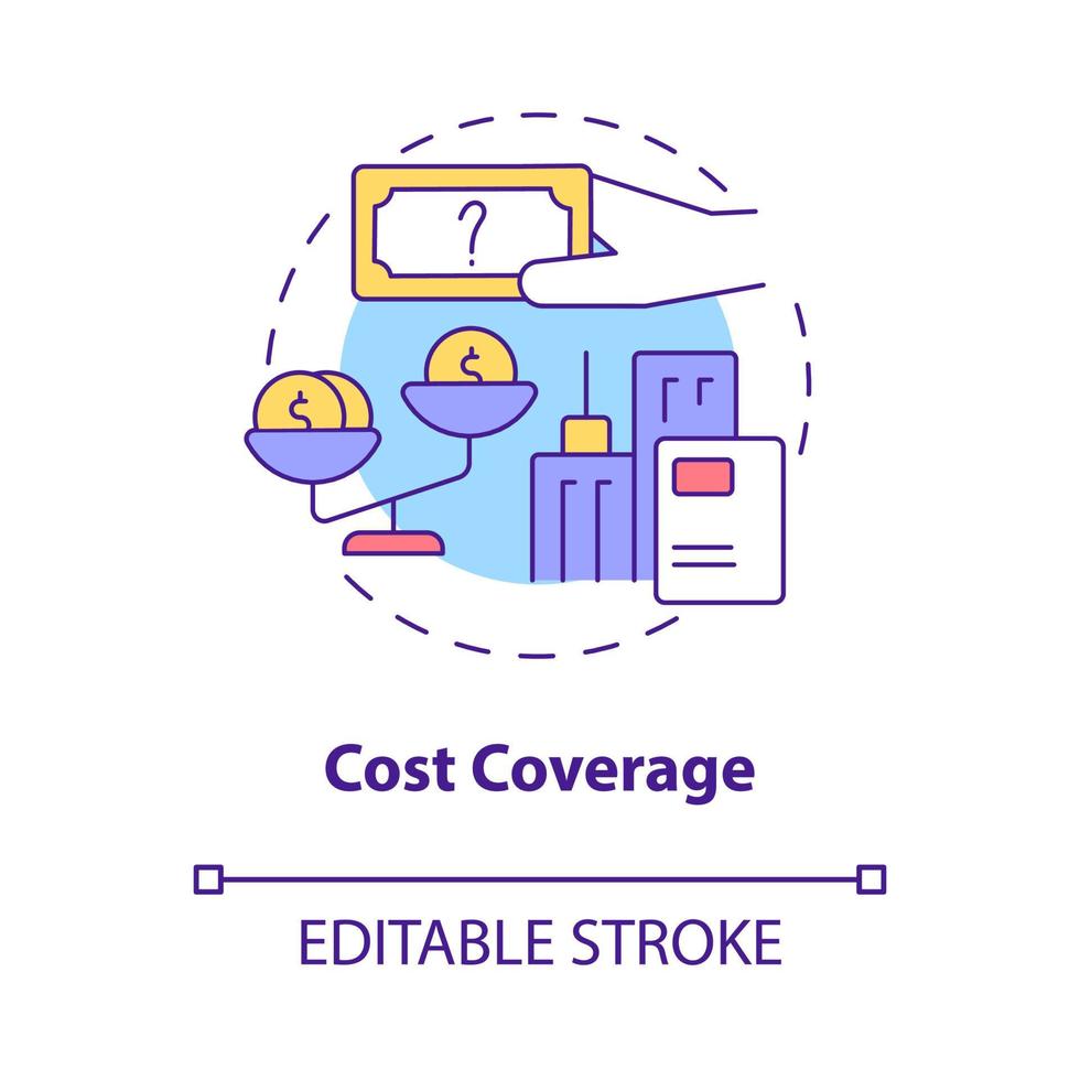 Cost coverage concept icon. Payment compensation. Corporate insurance abstract idea thin line illustration. Isolated outline drawing. Editable stroke. Roboto-Medium, Myriad Pro-Bold fonts used vector
