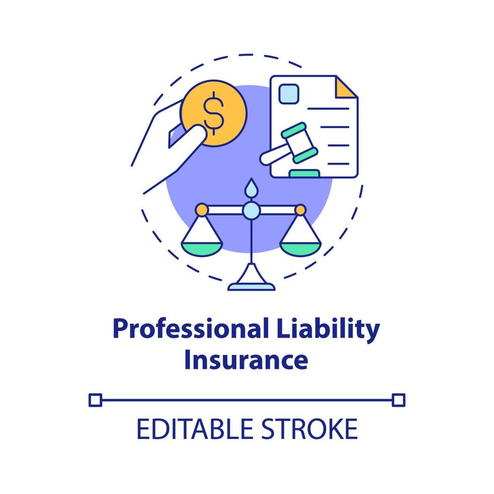 Professional liability insurance concept icon. Corporate insurance abstract idea thin line illustration. Isolated outline drawing. Editable stroke. Roboto-Medium, Myriad Pro-Bold fonts used vector