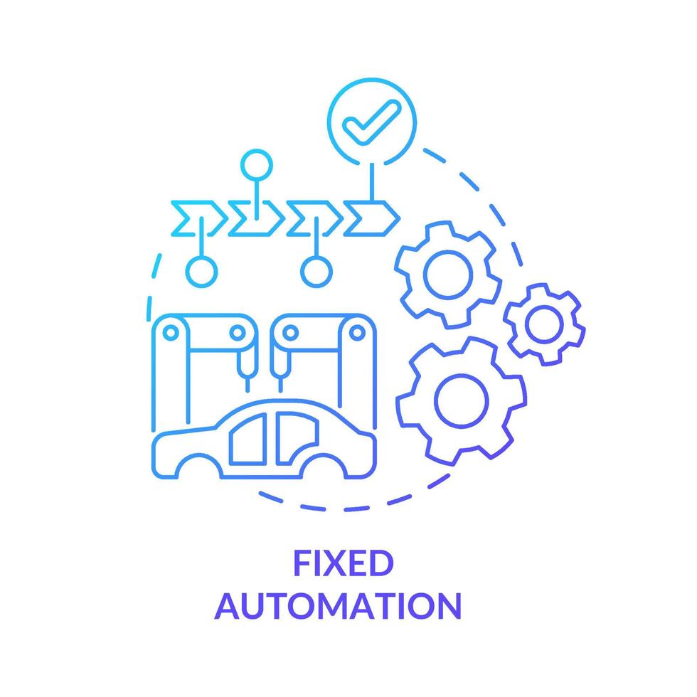 Fixed automation blue gradient concept icon. Equipment configuration abstract idea thin line illustration. Isolated outline drawing. Editable stroke. Roboto-Medium, Myriad Pro-Bold fonts used vector