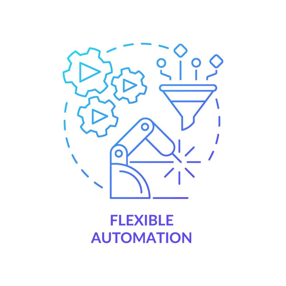 Flexible automation blue gradient concept icon. Programmable automation abstract idea thin line illustration. Isolated outline drawing. Editable stroke. Roboto-Medium, Myriad Pro-Bold fonts used vector