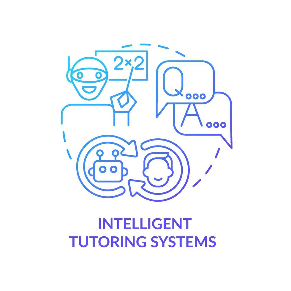 Intelligent tutoring system blue gradient concept icon. Education technology abstract idea thin line illustration. Isolated outline drawing. Editable stroke. Roboto-Medium, Myriad Pro-Bold fonts used vector